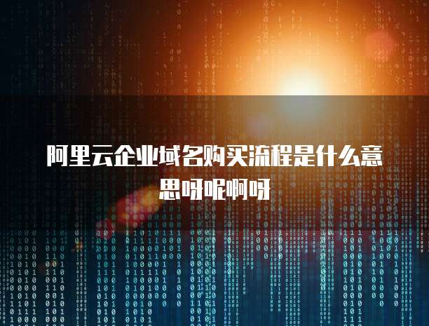 阿里云企业域名购买流程是什么意思呀呢啊呀