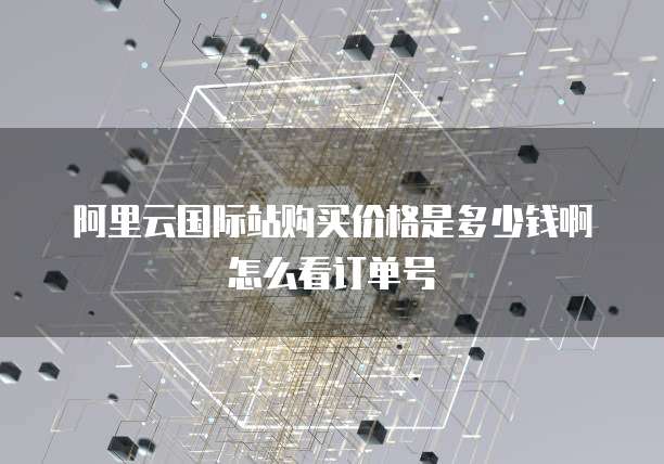 阿里云国际站购买价格是多少钱啊怎么看订单号