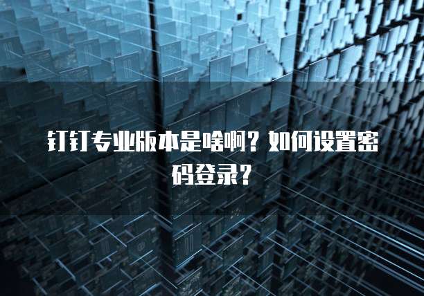 钉钉专业版本是啥啊?如何设置密码登录?