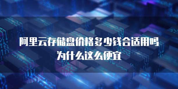 阿里云存储盘价格多少钱合适用吗为什么这么便宜