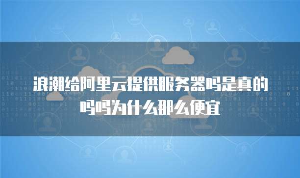 浪潮给阿里云提供服务器吗是真的吗吗为什么那么便宜