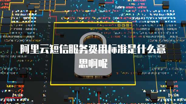 阿里云短信服务费用标准是什么意思啊呢