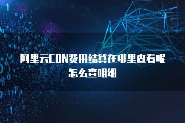 阿里云CDN费用结算在哪里查看呢怎么查明细