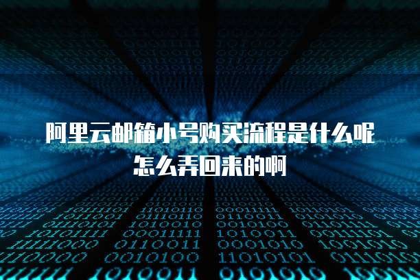 阿里云邮箱小号购买流程是什么呢怎么弄回来的啊