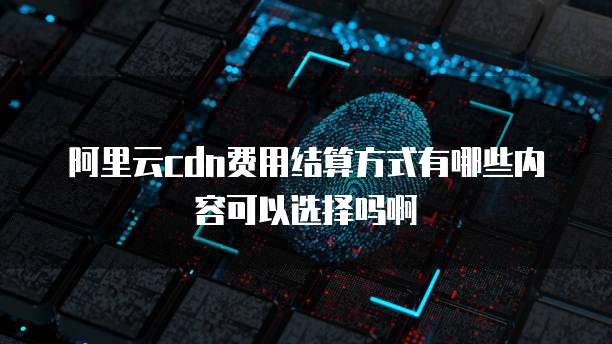 阿里云cdn费用结算方式有哪些内容可以选择吗啊