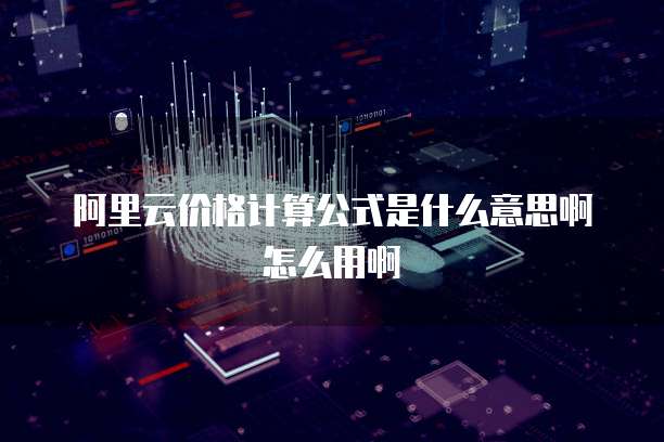 阿里云价格计算公式是什么意思啊怎么用啊