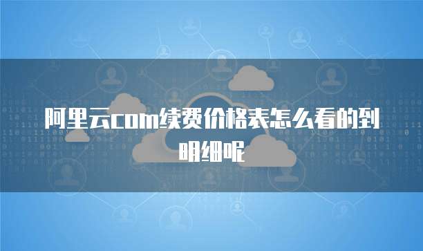 阿里云com续费价格表怎么看的到明细呢