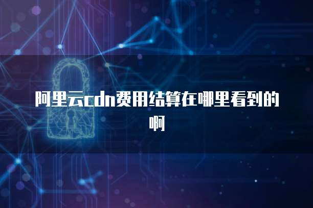 阿里云cdn费用结算在哪里看到的啊