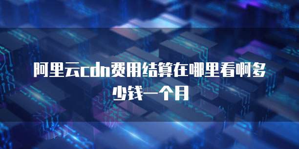 阿里云cdn费用结算在哪里看啊多少钱一个月