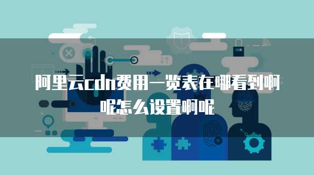 阿里云cdn费用一览表在哪看到啊呢怎么设置啊呢