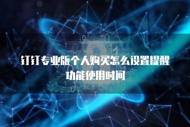 钉钉专业版个人购买怎么设置提醒功能使用时间