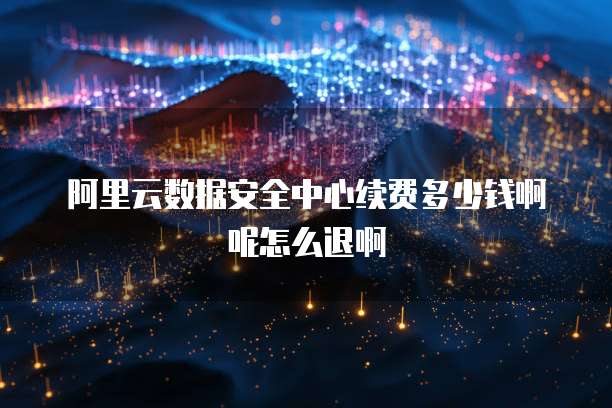 阿里云数据安全中心续费多少钱啊呢怎么退啊