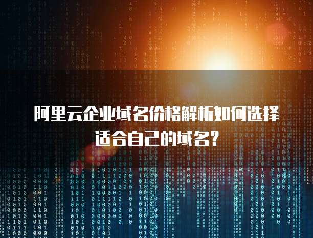阿里云企业域名价格解析如何选择适合自己的域名?