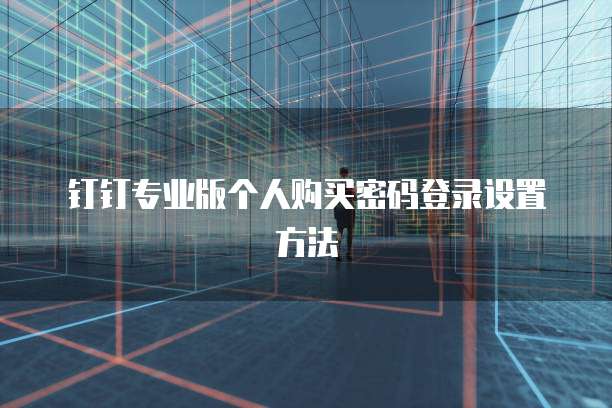 钉钉专业版个人购买密码登录设置方法