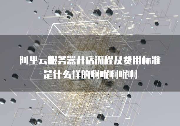 阿里云服务器开店流程及费用标准是什么样的啊呢啊呢啊