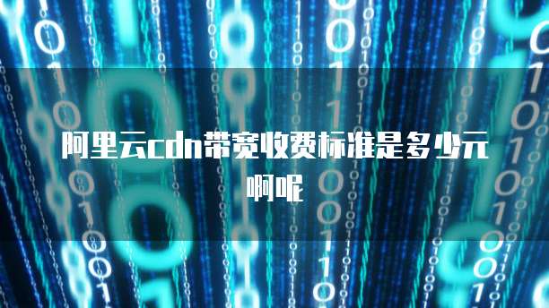 阿里云cdn带宽收费标准是多少元啊呢