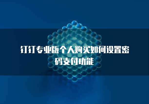 钉钉专业版个人购买如何设置密码支付功能