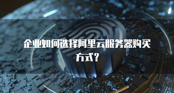 企业如何选择阿里云服务器购买方式?