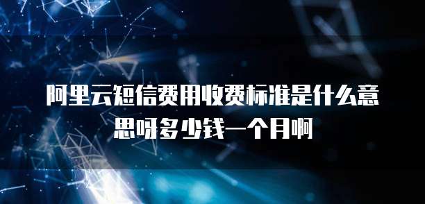 阿里云短信费用收费标准是什么意思呀多少钱一个月啊