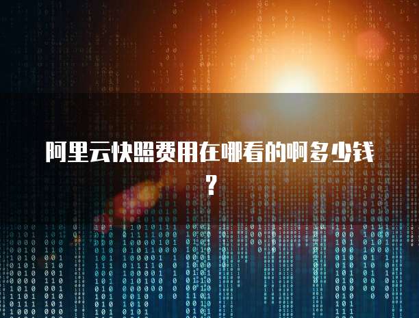 阿里云快照费用在哪看的啊多少钱？