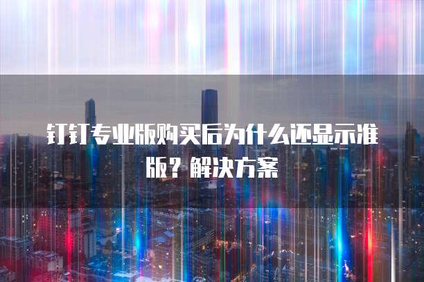 钉钉专业版购买后为什么还显示准版？解决方案