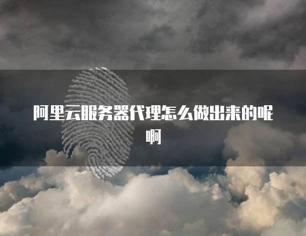 阿里云服务器代理怎么做出来的呢啊