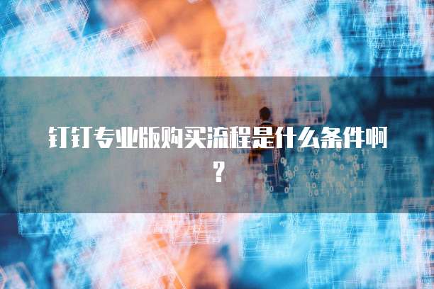 钉钉专业版购买流程是什么条件啊?