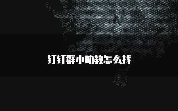 钉钉群小助教怎么找