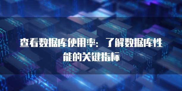 查看数据库使用率:了解数据库性能的关键指标