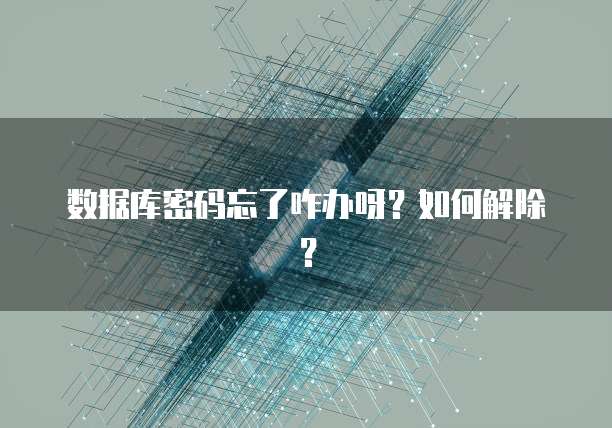数据库密码忘了咋办呀?如何解除?
