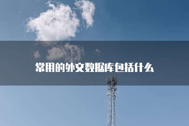常用的外文数据库包括什么