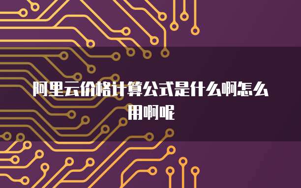 阿里云价格计算公式是什么啊怎么用啊呢
