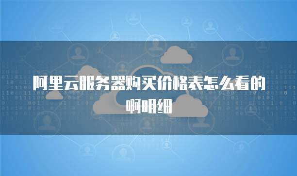 阿里云服务器购买价格表怎么看的啊明细