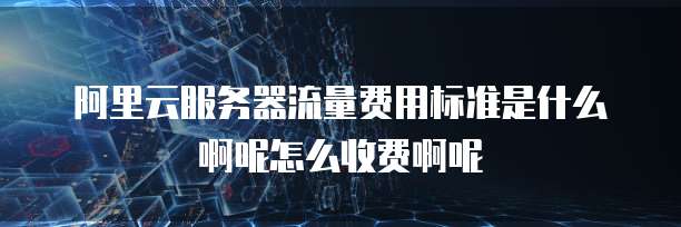 阿里云服务器流量费用标准是什么啊呢怎么收费啊呢