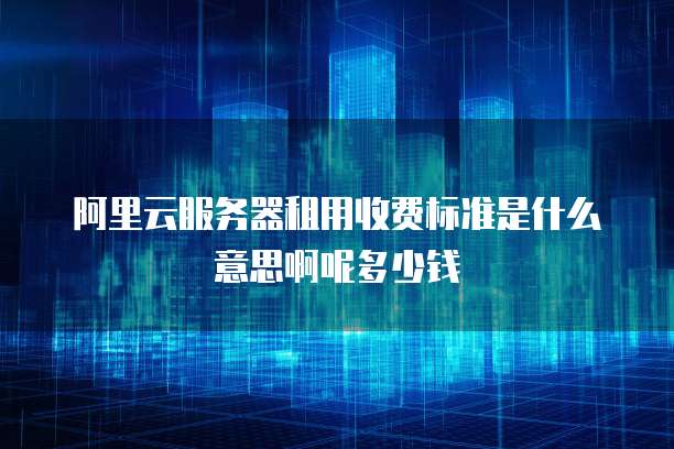阿里云服务器租用收费标准是什么意思啊呢多少钱