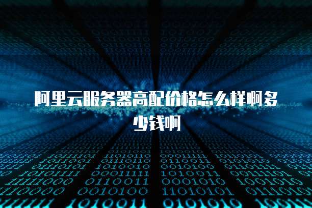 阿里云服务器高配价格怎么样啊多少钱啊