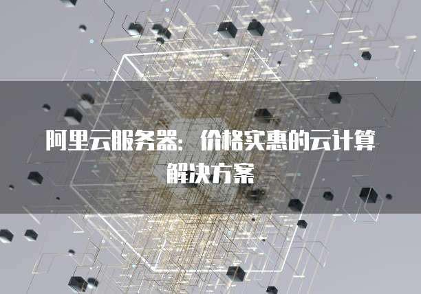阿里云服务器:价格实惠的云计算解决方案