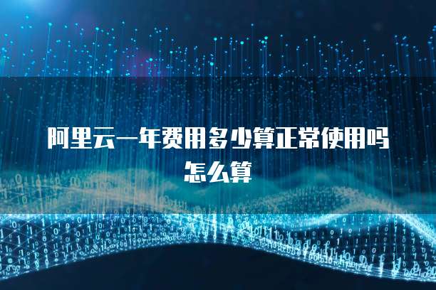 阿里云一年费用多少算正常使用吗怎么算