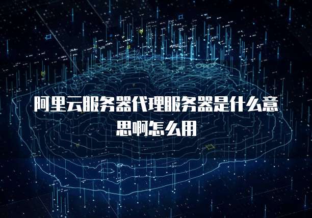 阿里云服务器代理服务器是什么意思啊怎么用