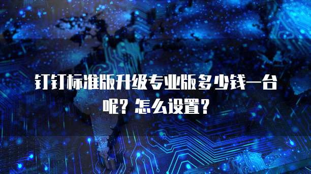 钉钉标准版升级专业版多少钱一台呢?怎么设置?
