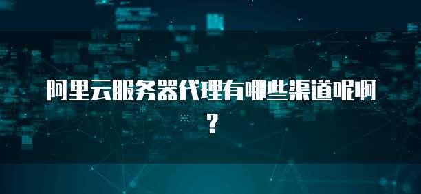 阿里云服务器代理有哪些渠道呢啊?