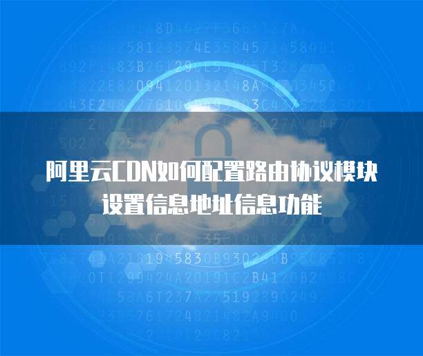 阿里云CDN如何配置路由协议模块设置信息地址信息功能
