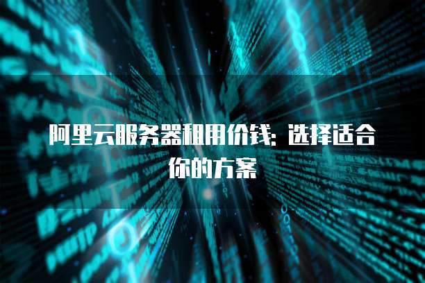 阿里云服务器租用价钱: 选择适合你的方案