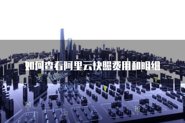 如何查看阿里云快照费用和明细
