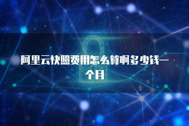 阿里云快照费用怎么算啊多少钱一个月