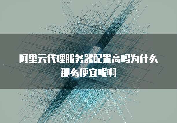 阿里云代理服务器配置高吗为什么那么便宜呢啊
