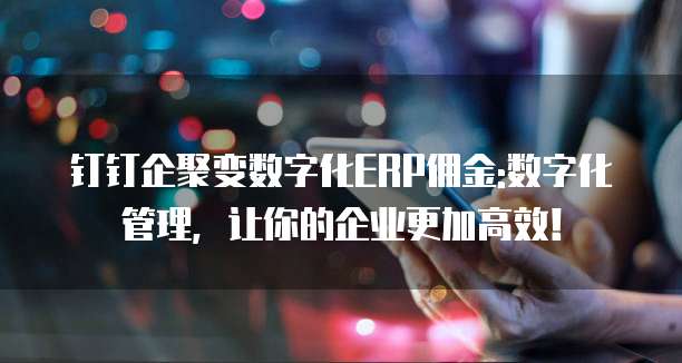钉钉企聚变数字化ERP佣金:数字化管理,让你的企业更加高效!
