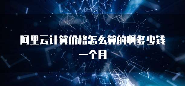 阿里云计算价格怎么算的啊多少钱一个月