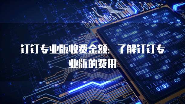 钉钉专业版收费金额：了解钉钉专业版的费用
