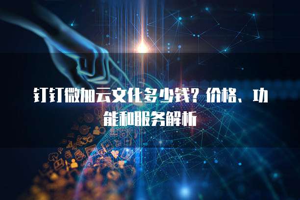 钉钉微加云文化多少钱?价格、功能和服务解析